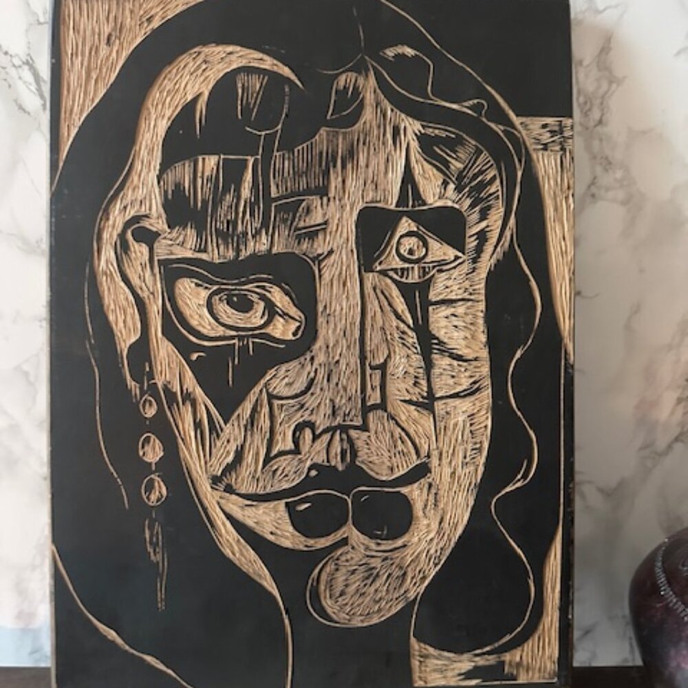 Cubism style double carved art work handcarved